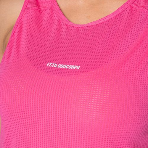 Regata Cropped Feminina Estilo do Corpo Dry Tech Rosa Neon