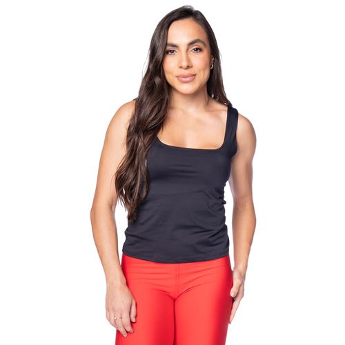 Regata Feminina Estilo do Corpo UV50+ Decote Quadrado Preto