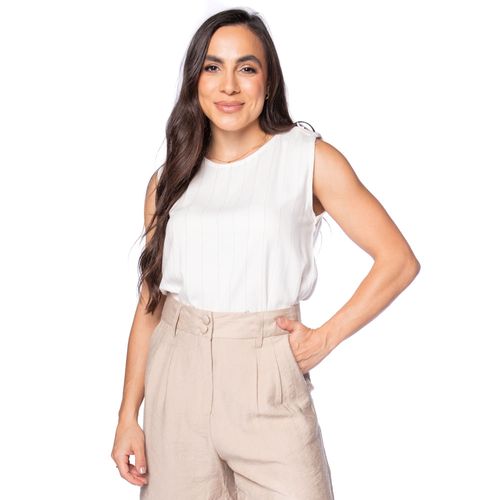 Blusa Feminina Giraffe Listrada Martingale Off White