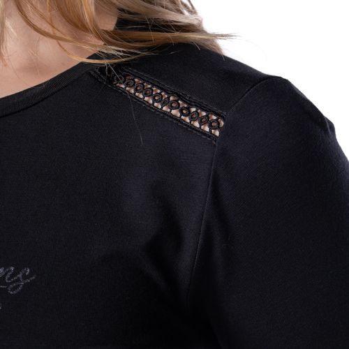 T-Shirt Feminina Olho Fatal Glitter e Bordado Preto