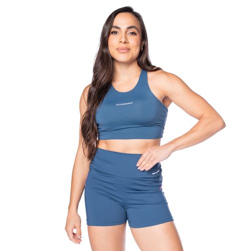 Top Feminino Estilo do Corpo Nadador Bojo Azul Marinho