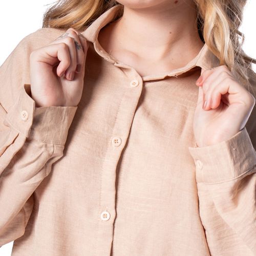 Conjunto Feminino Pellini Camisa e Calça Wide Leg Bege