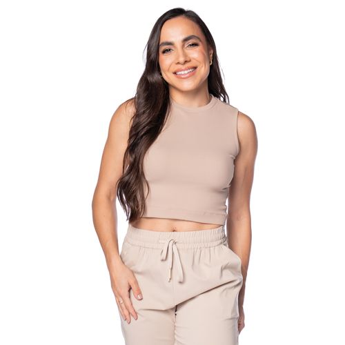 Regata Feminina Olho Fatal Gola Careca Marrom Claro