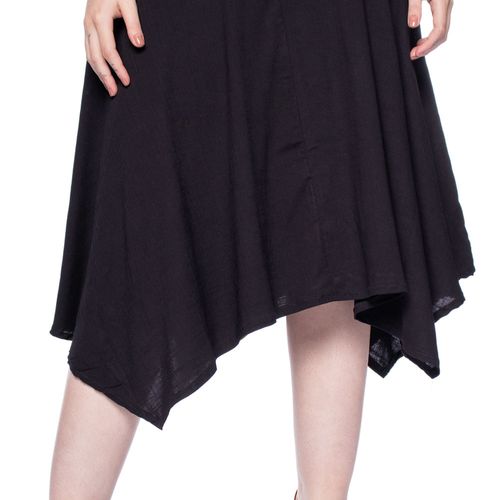 Vestido Feminino Giraffe Assimétrico Gola Canoa Preto