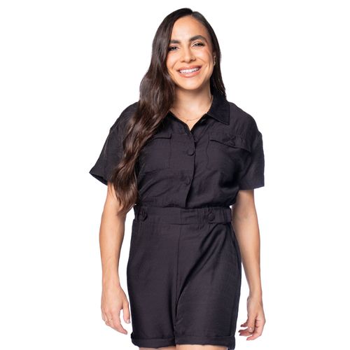 Macaquinho Feminino Pellini Gola Polo Cinto Preto
