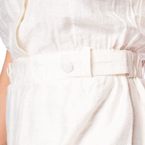 Macaquinho Feminino Pellini Gola Polo Cinto Off White