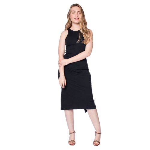 Vestido Midi Feminino Feliny Canelado Preto