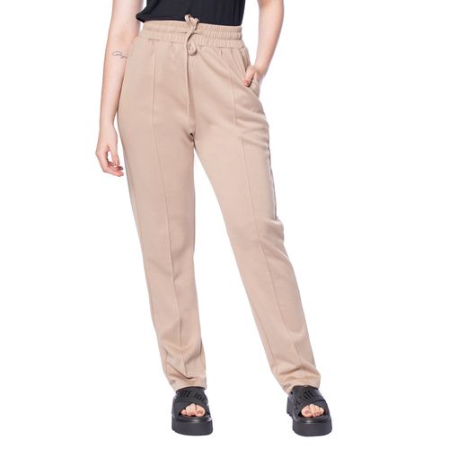 Calça Feminina Pellini Cintura Média Franzida Bege