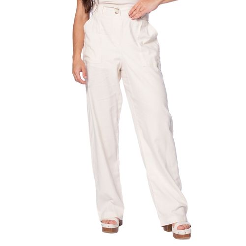 Calça Feminina Giraffe Wide Leg Cintura Alta Bege Mescla