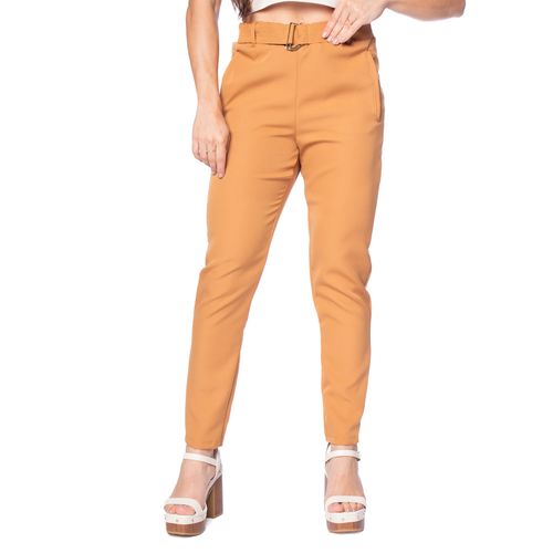 Calça Feminina Olho Fatal Alfaiataria Cintura Alta Marrom