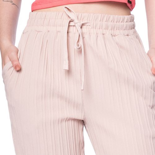 Calça Feminina Facinelli Wide Leg Textura Listras Rosa Claro