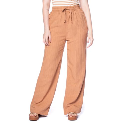Calça Feminina The Style Box Wide Leg Textura Listras Marrom