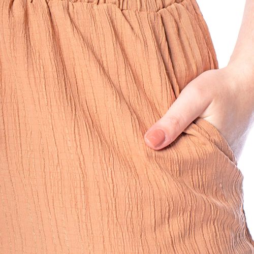 Calça Feminina The Style Box Wide Leg Textura Listras Marrom