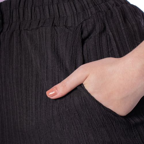 Calça Feminina The Style Box Wide Leg Textura Listras Preto