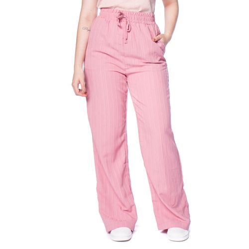 Calça Feminina The Style Box Wide Leg Textura Listras Rosa