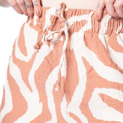 Calça Feminina The Style Box Wide Leg Estampada Marrom Claro