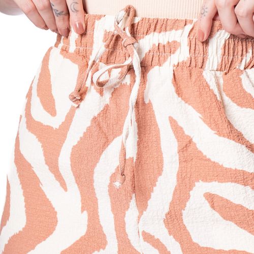 Calça Feminina The Style Box Wide Leg Estampada Marrom Claro