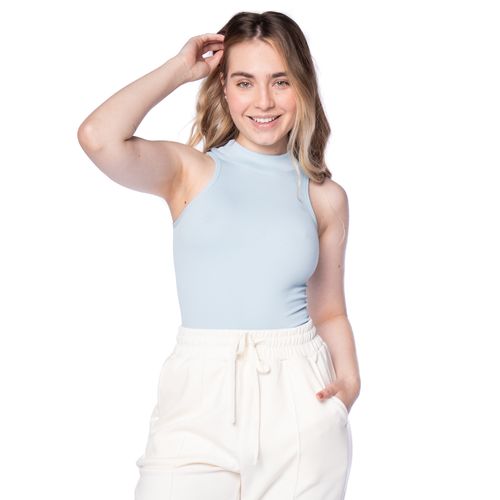 Regata Feminina Sea Surf Canelada Gola Alta Azul Claro