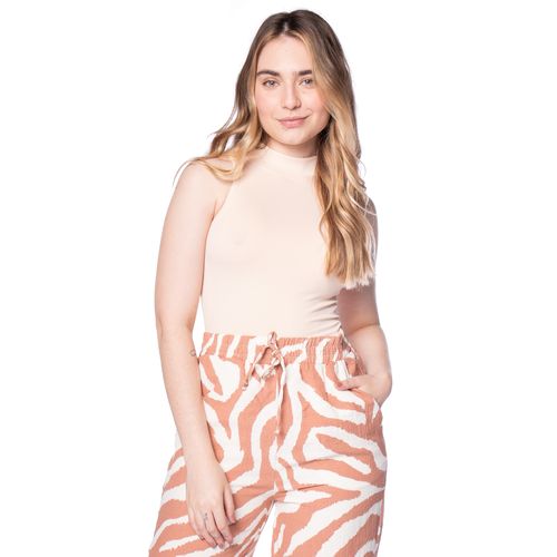 Regata Feminina Sea Surf Canelada Gola Alta Bege