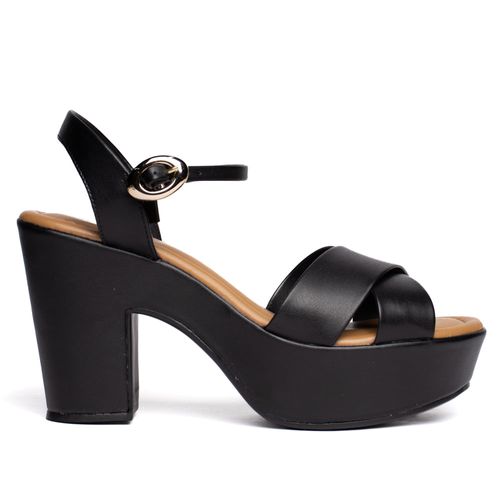 Sandália Feminina Bebecê Meia Pata Tiras Largas Preto