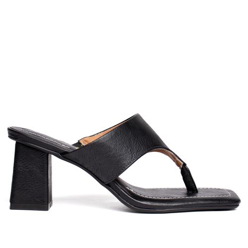 Tamanco Feminino Vizzano Tira Larga Salto Bloco Preto