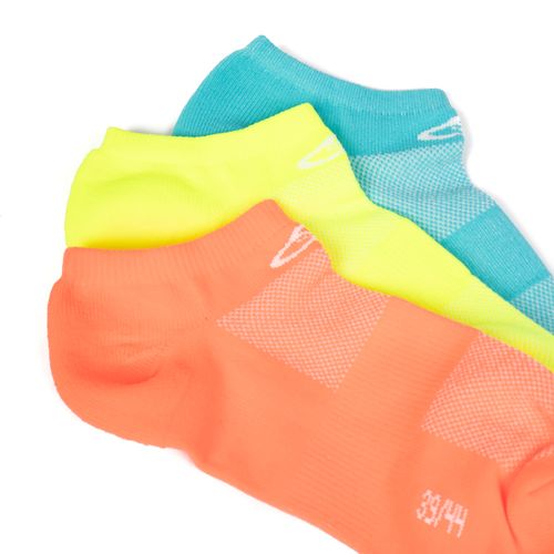 Meia Unissex Olympikus com 3 Pares Cano Invisível Neon Multi