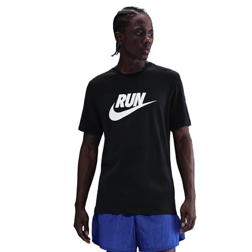 Camiseta Masculina Nike Manga Curta Dri-Fit Run Preto/Branco