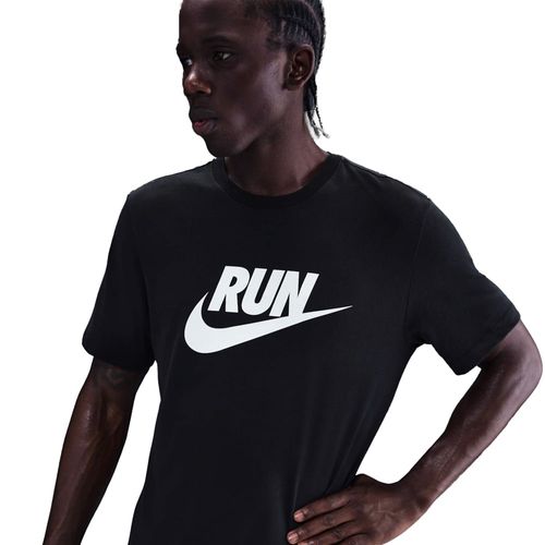 Camiseta Masculina Nike Manga Curta Dri-Fit Run Preto/Branco