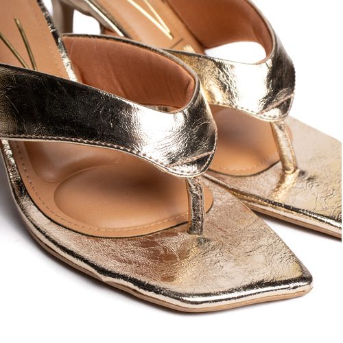 Tamanco Feminino Vizzano Salto Taça Tiras Largas Dourado