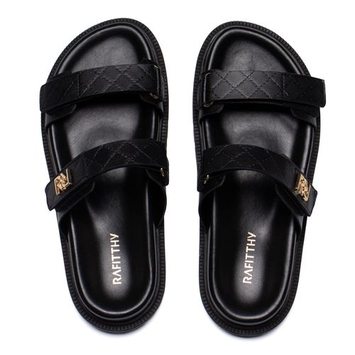 Chinelo Feminino Rafitthy Flatform Napa Burnished Preto