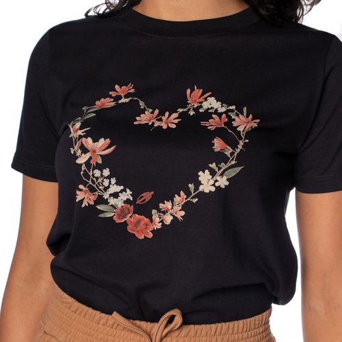 Camiseta Feminina Mormaii Estampa Flores Preto