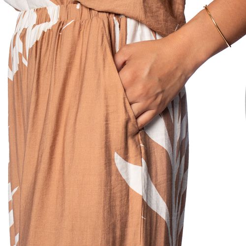 Conjunto Feminino Pellini Folhagens Corda Caramelo