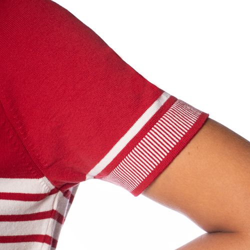 Blusa Feminina Biamar Gola Polo Listras Vermelho/branco