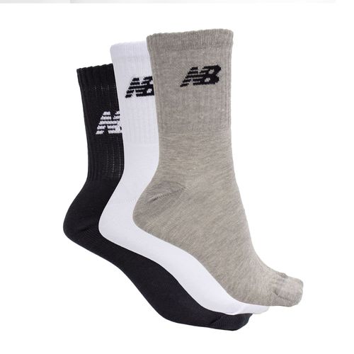 Meia Unissex New Balance Kit 3 NB32A Branco/Preto/Cinza