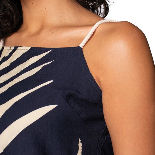 Conjunto Feminino Pellini Folhagens Corda Marinho/Bege