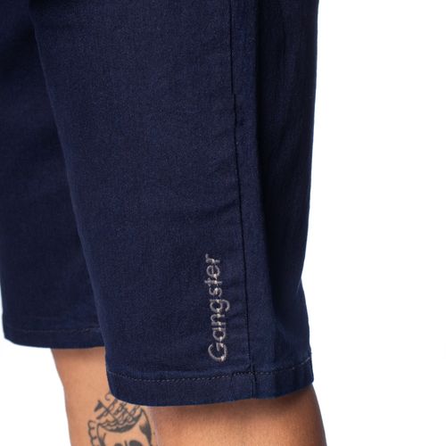 Bermuda Jeans Masculina Gangster Reta Azul Escuro