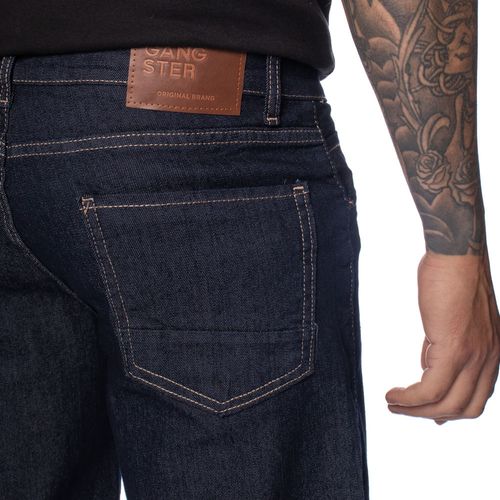Bermuda Jeans Masculina Gangster Reta Azul Escuro