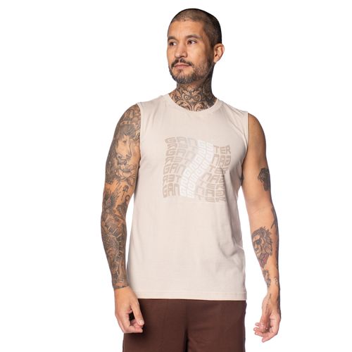 Regata Masculina Gangster Lettering Emborrachado Creme