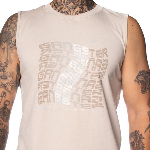 Regata Masculina Gangster Lettering Emborrachado Creme