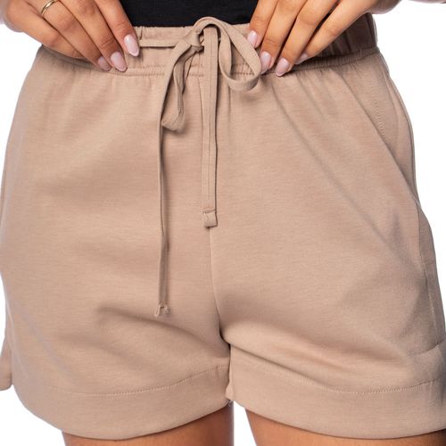 Short Feminino Pellini Cintura Alta Moletinho Caqui