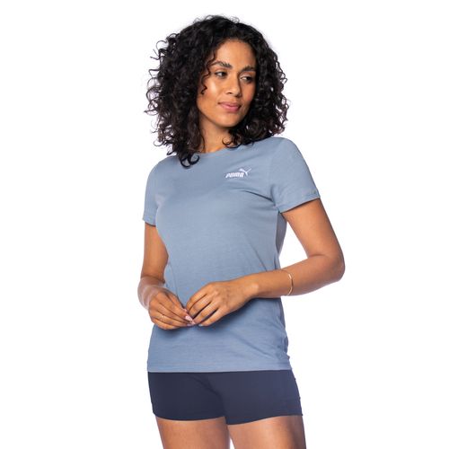 Camiseta Feminina Puma Ess Small N1 Logo Azul/Branco