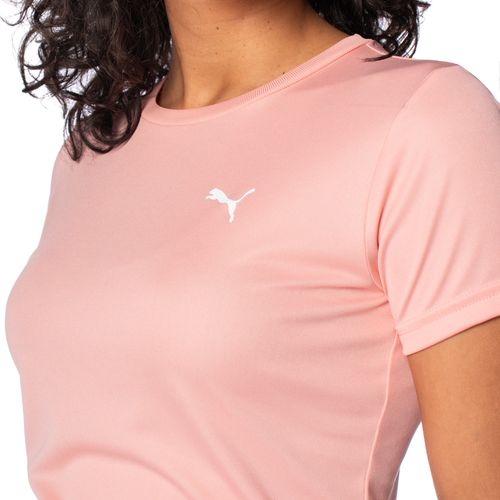 Camiseta Feminina Puma Ess Logo Polly Tee Salmão/Branco