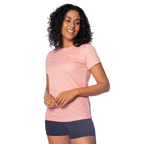 Camiseta Feminina Puma Ess Logo Polly Tee Salmão/Branco