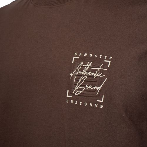 Camiseta Masculina Gangster Plus Size Algodão Marrom