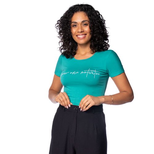 Blusa Feminina Vitória Lettering Verde/Branco