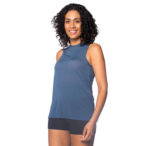 Regata Feminina Estilo do Corpo UV35 Microfuros Marinho