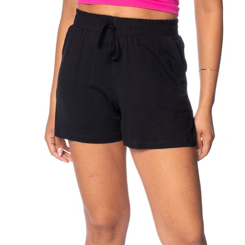 Short Feminino Rechsul Moletom Cintura Alta Preto