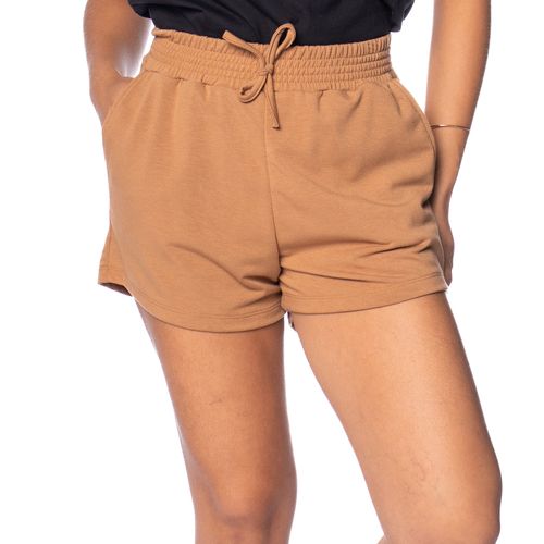 Short Feminino LZT Moletom Cintura Alta Caramelo