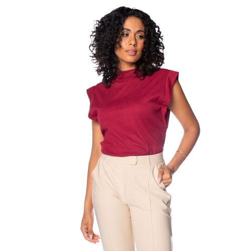 Blusa Feminina LZT Canelada Gola Alta Vinho