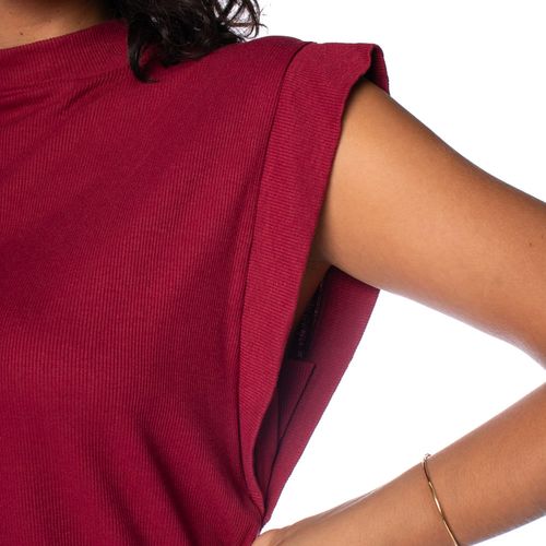 Blusa Feminina LZT Canelada Gola Alta Vinho